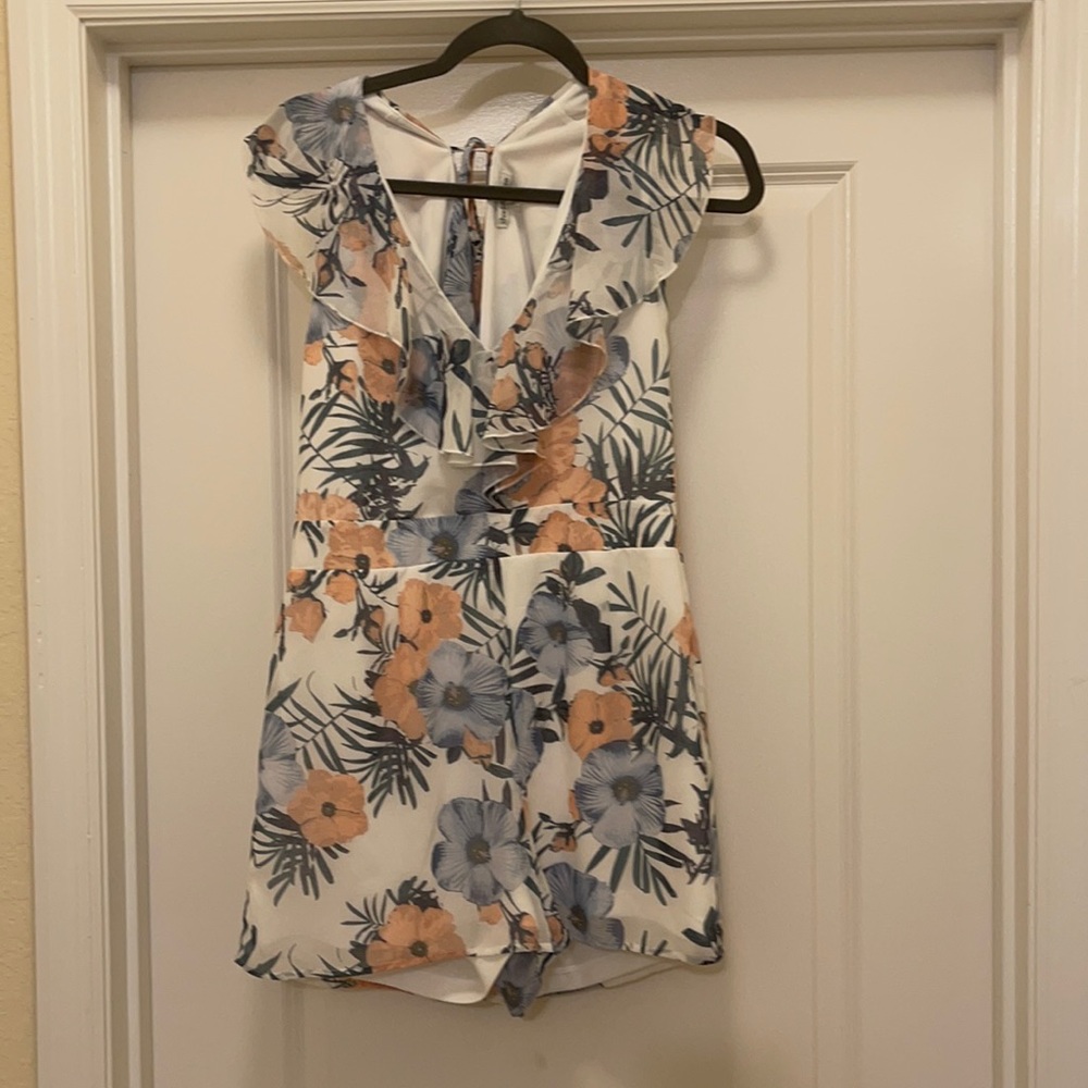 Charlotte Russe Tropical Open Back Romper